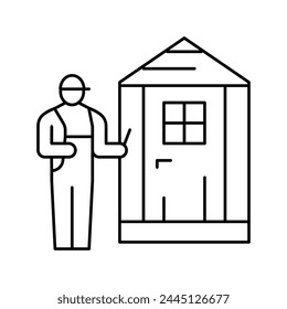 shed installation repair line icon vector. shed installation repair sign. isolated contour symbol black illustration