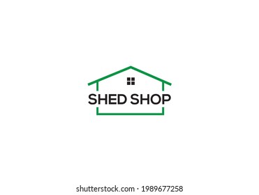 Shed shop company logo design template svg