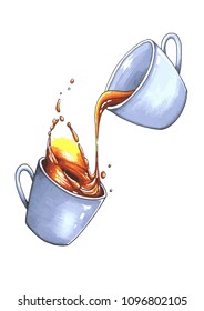 to shed tea from a mug, picture color