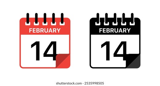 Shedule icons. February 14th calendar icon! Perfect for adding a touch of love to your designs, reminders, or social media posts. Vector illustration concept.