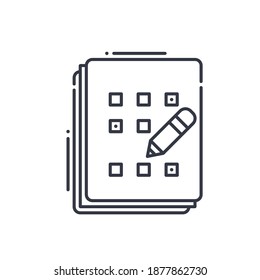 Sheduling icon, linear isolated illustration, thin line vector, web design sign, outline concept symbol with editable stroke on white background.