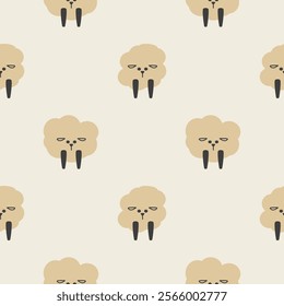 Sheep abstract cartoon so cute. Pattern seamless vector illustration.  
