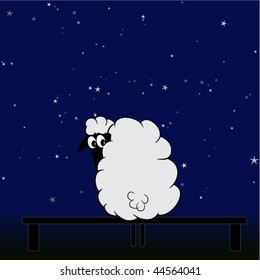 Sheep against the starry sky