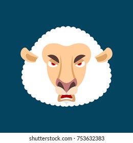 Sheep angry. Ewe evil emoji. Farm animal aggressive. Vector illustration
