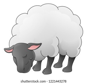 Sheep Animal Cute Cartoon Character Black Stock Vector (Royalty Free ...