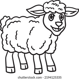 Sheep Animal Isolated Coloring Page Kids Stock Vector (Royalty Free ...