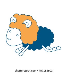 sheep animal jumping color section silhouette on white background vector illustration