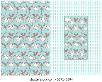 Sheep. Animal pattern. Background. Seamless. Phone case.