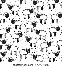 Sheep animal pattern, vector baby background, seamless digital paper, vector sheep pattern 