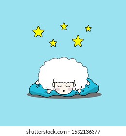 Sheep animal set, cloud shape, cute cartoon kawaii design, blue background isolation, vector illustration.