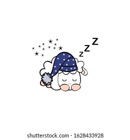 sheep animal with sleeping cap. Emblem design on white background