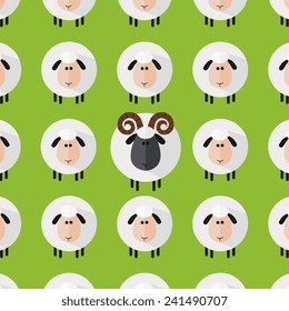 Sheep With Aries Pattern.Modern Flat Design Vector Illustration