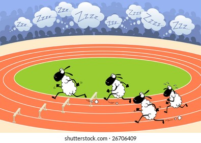 Sheep athletics. These sheep decided to take active role in fighting sleep disorders.