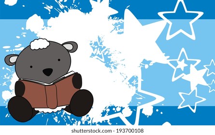 sheep baby cartoon reading wallpaper in vector format very easy to edit