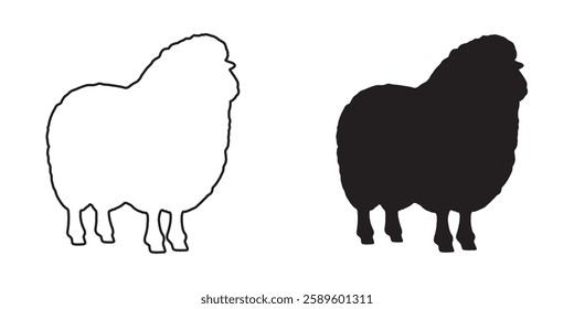 Sheep Badge Silhouette - Artistic Sheep Outline for Custom Artwork
