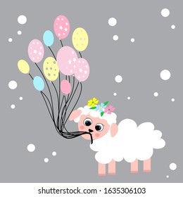 sheep balloons illustration vector nursery