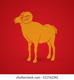 Sheep with big horn standing designed using geometric pattern graphic vector.