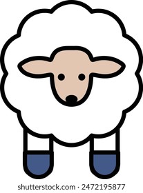 A sheep with a black hoof is standing in a white background. The sheep is the main focus of the image, and it is a simple, cute, and peaceful scene