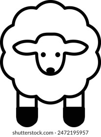 A sheep with a black hoof is standing in a white background. The sheep is the main focus of the image, and it is a simple, cute, and peaceful scene