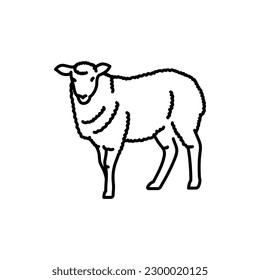 Sheep black line icon. Farm animals. Pictogram for web page, mobile app, promo.