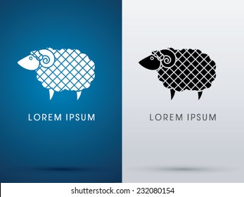  Sheep and Black sheep symbol , logo, Vector.