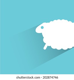 sheep, blue shadow and flat theme