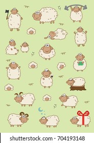 Sheep breed isolated icon set. Creative illustration of sheep.