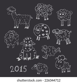 sheep breeding. set of vector sketches