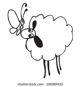 Sheep and Butterfly
