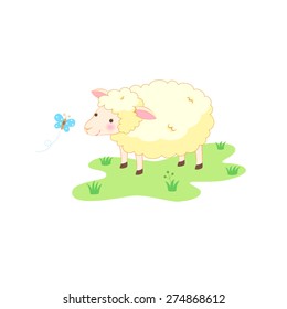 Sheep and butterfly