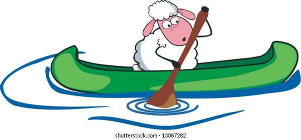 sheep in canoe