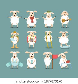 Sheep cartoon character collection design