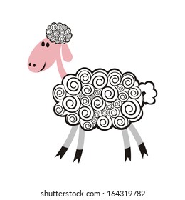 Sheep cartoon cute vector illustration