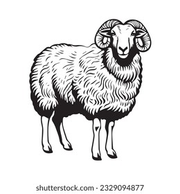 Sheep in cartoon, doodle style. 2d cut vector illustration in logo, icon style. Black and white