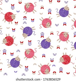 Sheep cartoon drawings with spherical shapes, vector illustrations, ornamental leaves, suitable for fabric print designs