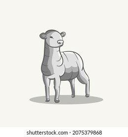 sheep cartoon illustration vector editable for logo or sticker