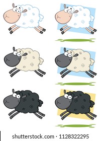 Sheep Cartoon Mascot Character Set 4 Stock Vector (Royalty Free ...