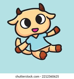 Sheep Cartoon Mascot Vector Funny Happiness Lovers Love Cute Farm Milk Horn