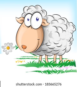 sheep cartoon on  background