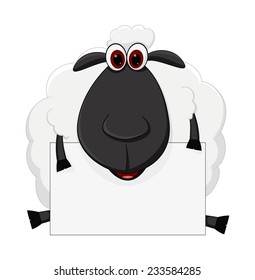 Sheep cartoon with sign 