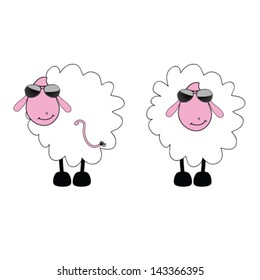 sheep cartoon with sunglass vector illustration