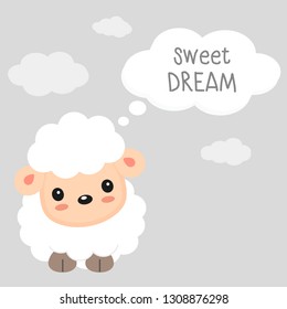 Sheep cartoon for sweet dreams theme.