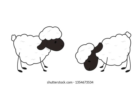 sheep cartoon vector. sheep character design. wallpaper. symbol. free space for text.