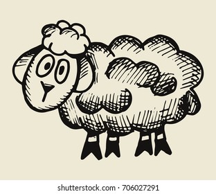 sheep cartoon vector. hand drawing
