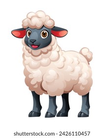 Sheep cartoon vector illustration isolated on white background