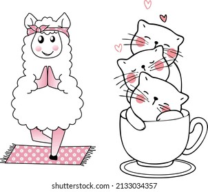 diseño de dibujos vectoriales de ovejas y gatos diseñado para camisetas.eps
