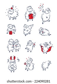 sheep celebrating new year vector illustration