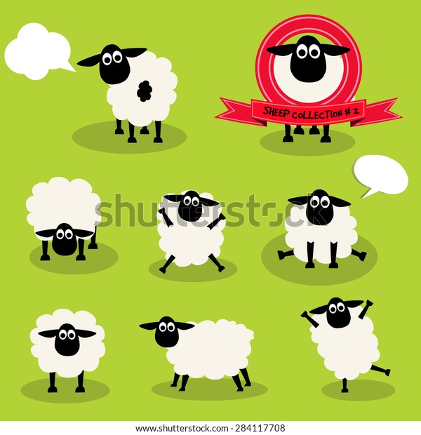 羊のキャラクタコレクション イラストデザイン のベクター画像素材