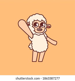 Sheep character concept vector illustration graphic good for sticker, mascot, icon