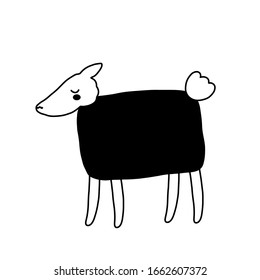 Sheep character design. Cute cartoon animal vector illustration. Abstract icon for baby posters, art prints, fashion apparel or stickers.
